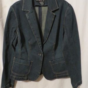 NY & Company Blue Jean Blazer, One Button, Sz. 4